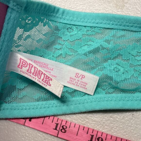 PINK Victoria’s Secret Teal Small Lace Bandeau Bra - Picture 6 of 9